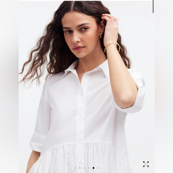 Madewell Button Front Mini Shirt Dress White - Picture 6 of 8